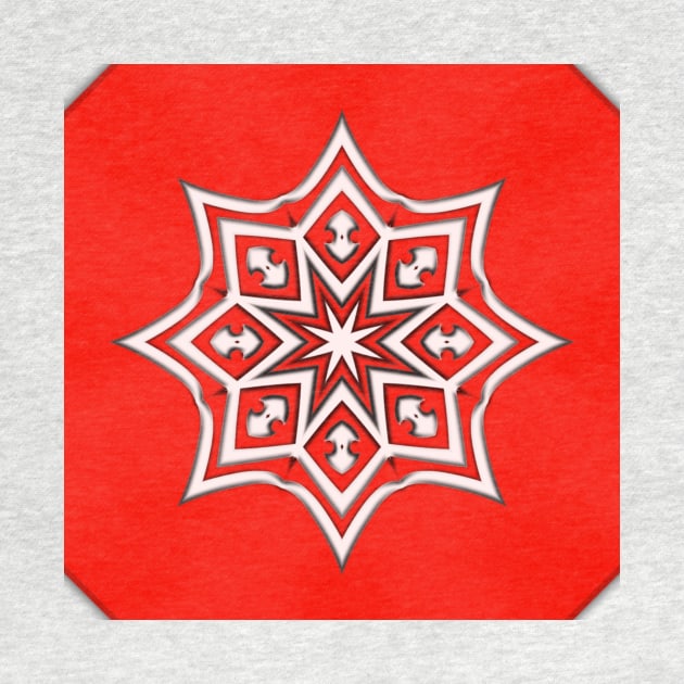 Bright Red Kaleidoscope Pattern (Seamless) 23 by Swabcraft